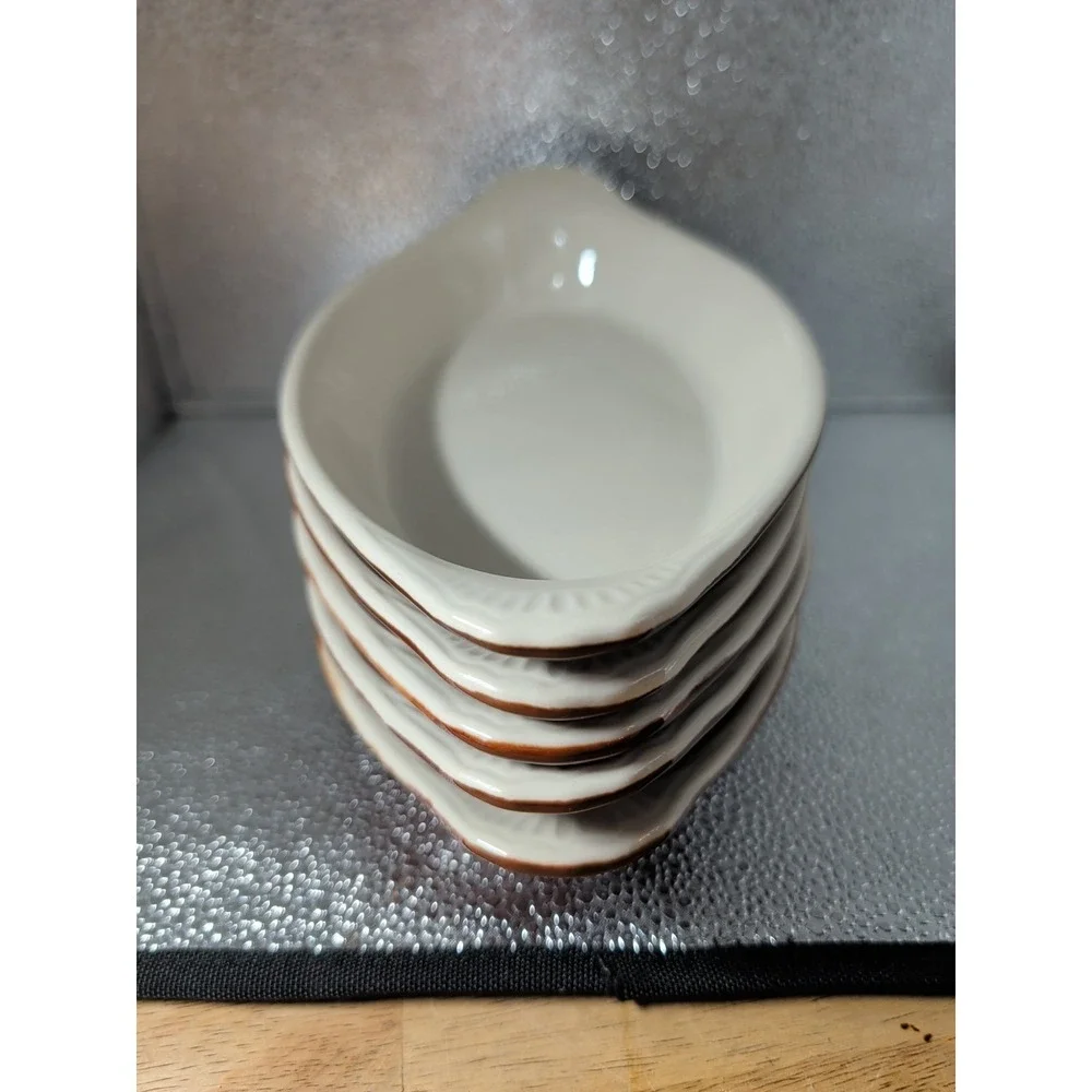 5 Brown Syscoware Individual Baking Au Gratin Casserole Dish Handles 91342 USA